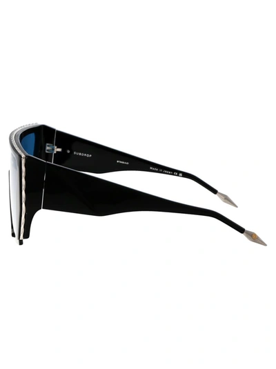 Shop Dita Sunglasses In 01 Black - Silver W/ Cobalt Blue