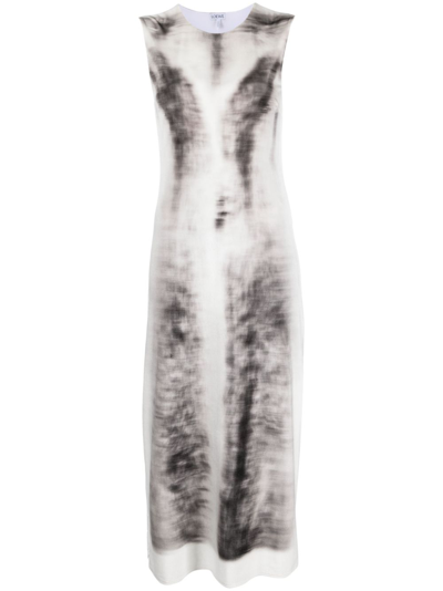 Shop Loewe Grey Trompe L'oeil-print Velvet Dress