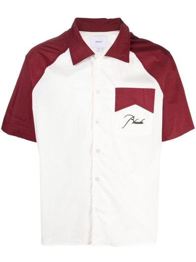 Shop Rhude White Logo-embroidery Cotton Shirt