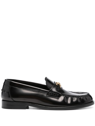 Shop Versace Black Medusa Leather Loafers