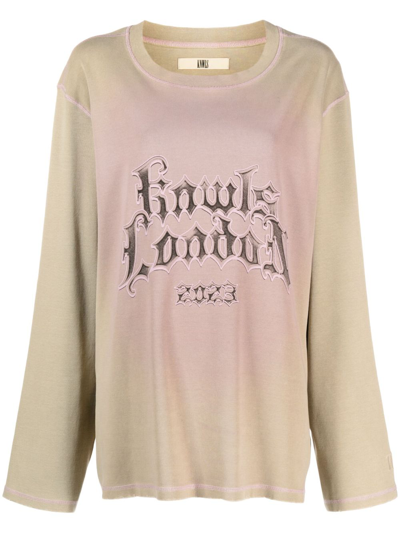 Shop Knwls Neutral Text-print Cotton T-shirt In Neutrals
