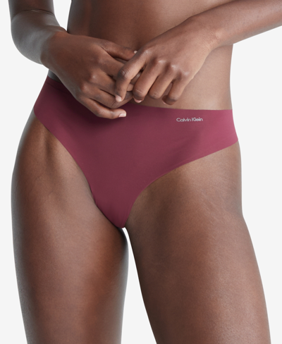 Calvin Klein Women's Invisibles Thong Underwear D3428 In Tawny Port