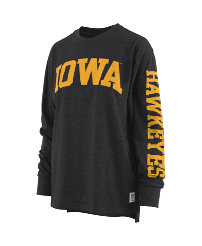 Pressbox Black Iowa Hawkeyes Plus Size Two-hit Canyon Long Sleeve T-shirt In Black