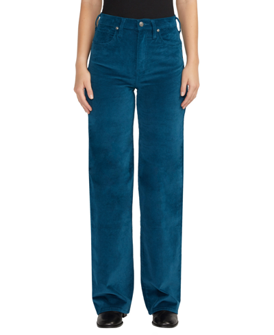 Shop Silver Jeans Co. Women's Highly Desirable High Rise Trouser Leg Pants In Teal