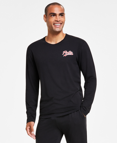 Shop Polo Ralph Lauren Men's Long-sleeve Sleep Shirt In Polo Black