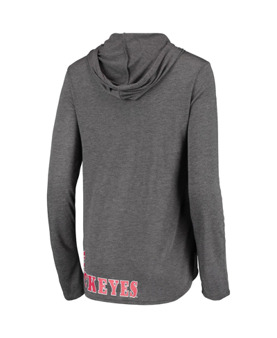 Colosseum Women's  Heather Charcoal Ohio State Buckeyes My Lover Lightweight Hooded Long Sleeve T-shi In Heather Charcoal
