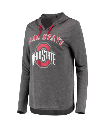 Colosseum Women's  Heather Charcoal Ohio State Buckeyes My Lover Lightweight Hooded Long Sleeve T-shi In Heather Charcoal