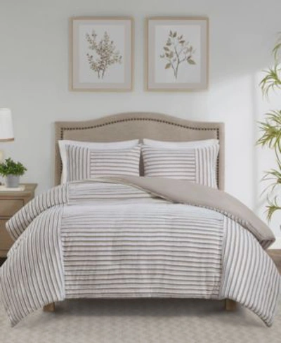 Shop Madison Park Taylor 3 Pc. Clipped Jacquard Duvet Cover Set In Natural