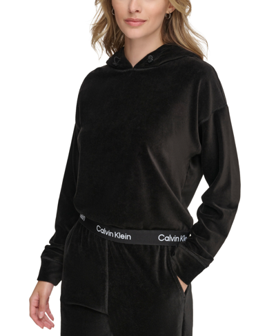 Shop Calvin Klein Performance Women's Velour Pullover Hoodie In Chalk Wht