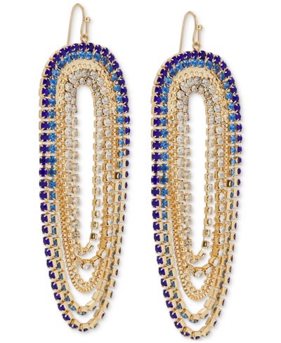 Shop Lucky Brand Gold-tone Blue Sparkle Chain Linear Earrings