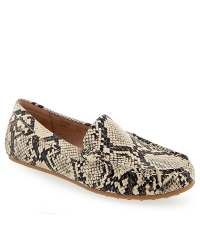 Shop Aerosoles Women's Over Drive Driving Style Loafers In Natural Printed Snake - Faux Leather
