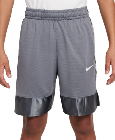 Shop Nike Big Boys Elite Dri-fit Basketball Shorts In Smoke Grey