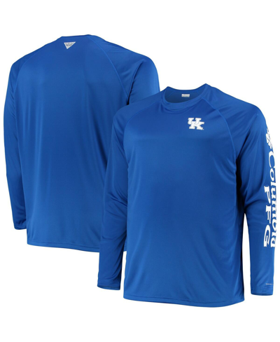 Shop Columbia Men's  Royal Kentucky Wildcats Big And Tall Terminal Tackle Omni-shade Long Sleeve Raglan T-