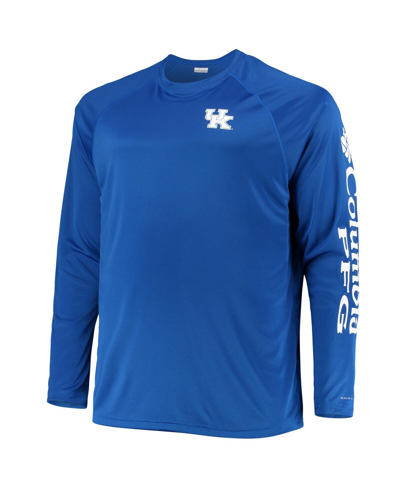 Shop Columbia Men's  Royal Kentucky Wildcats Big And Tall Terminal Tackle Omni-shade Long Sleeve Raglan T-