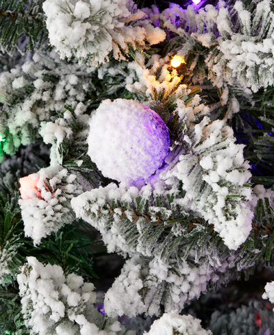Seasonal Snow Kissed Pine 7.5' Pre-lit Flocked Pvc Full Tree With Metal Stand, 1117 Tips, 480 Led Lights In White