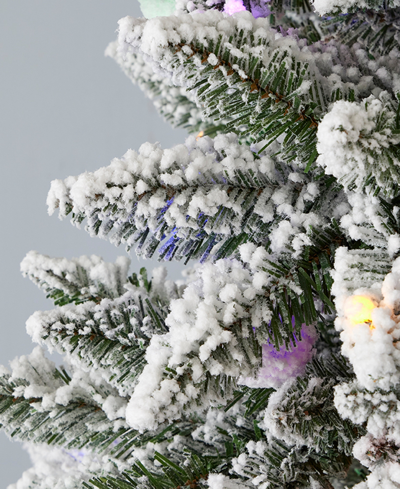 Seasonal Snow Kissed Pine 7.5' Pre-lit Flocked Pvc Full Tree With Metal Stand, 1117 Tips, 480 Led Lights In White
