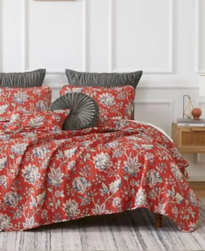 Southshore Fine Linens Jacobean Willow Quilt Set In Red