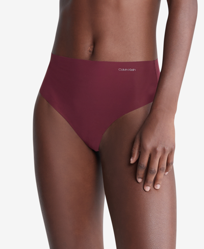 Shop Calvin Klein Women's Invisibles High-waist Thong Underwear Qd3864 In Tawny Port