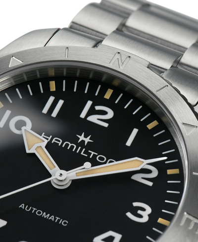 Shop Hamilton Men's Swiss Automatic Khaki Field Expedition Stainless Steel Bracelet Watch 41mm In Silver