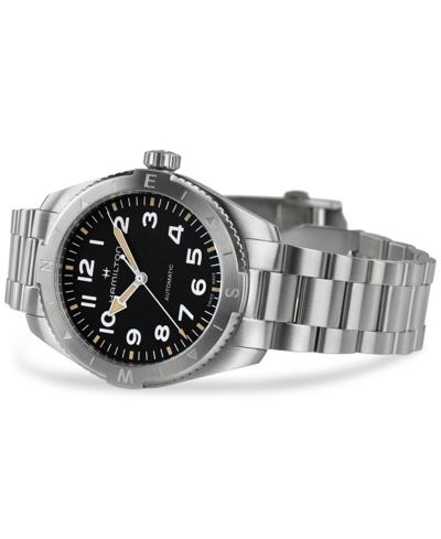 Shop Hamilton Men's Swiss Automatic Khaki Field Expedition Stainless Steel Bracelet Watch 41mm In Silver