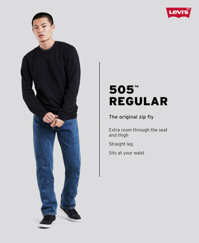 Levi's Men's 505 Regular Fit Stretch Jeans In Stonewash