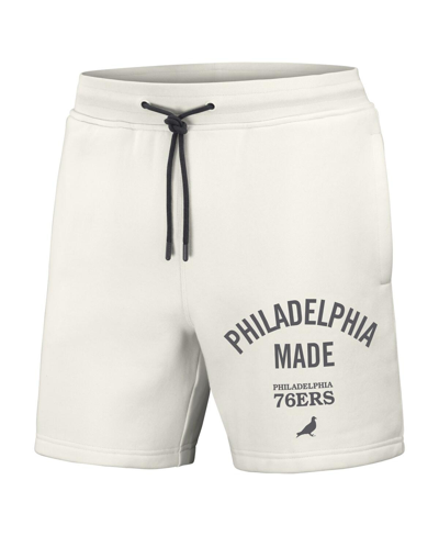 Shop Staple Men's Nba X  Cream Philadelphia 76ers Heavyweight Fleece Shorts