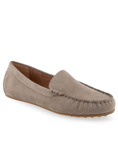 Shop Aerosoles Women's Over Drive Driving Style Loafers In Trench Coat Faux Suede