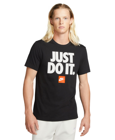 Shop Nike Men's Sportswear Relaxed-fit Just Do It Logo Graphic T-shirt In Black
