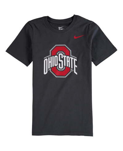 Shop Nike Big Boys And Girls  Anthracite Ohio State Buckeyes Cotton Logo T-shirt