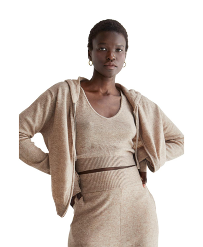 Shop Crescent Women's Evelyn Cashmere Blend Zip-up Sweater And Tank Set In Open Beige + Taupe