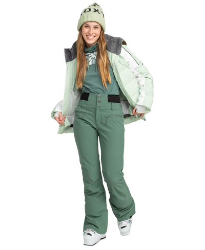Shop Roxy Juniors' Rising High Water-repellent Snow Pants In Dark Forest