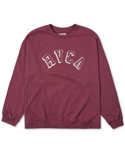 Shop Rvca Junior's Ivy League Fleece Logo Sweatshirt In Mulberry