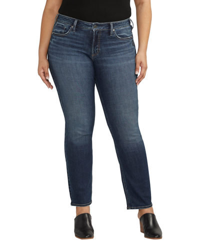 Shop Silver Jeans Co. Plus Size Britt Low Rise Curvy Fit Straight Leg Jeans In Indigo