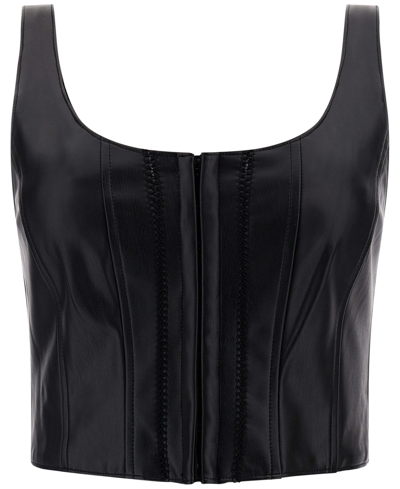 Shop Guess Women's Nia Faux-leather Sleeveless Corset Top In Jet Black Multi