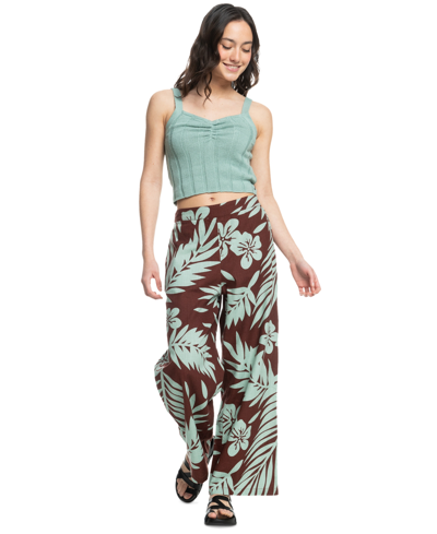 Shop Roxy Juniors' Another Night High-rise Wide-leg Pants In Bitter Chocolate Palmeria