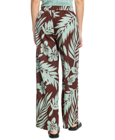 Shop Roxy Juniors' Another Night High-rise Wide-leg Pants In Bitter Chocolate Palmeria