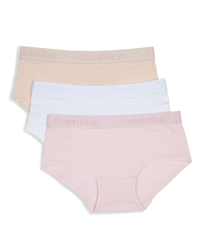 Shop Calvin Klein Big Girls Logo Print Hipster Briefs, Pack Of 3 In Crystal Pink