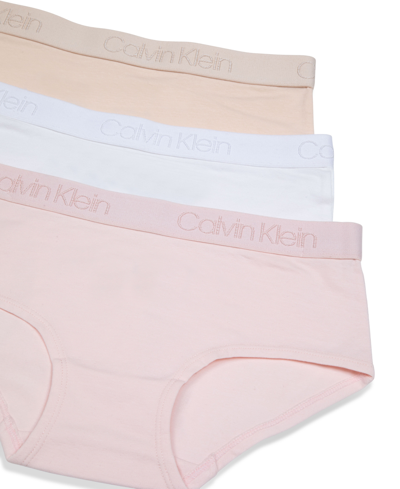 Calvin Klein Big Girls Logo Print Hipster Briefs, Pack Of 3 In Crystal Pink