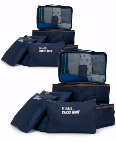 Shop Miami Carryon Collins 12 Piece Packing Cubes Luggage Organizer In Navy-tan