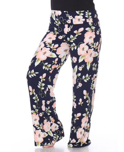White Mark Printed Plus Size Palazzo Pants In Peach Flower