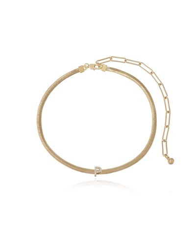 Shop Ettika Initial Herringbone 18k Gold Plated Necklace In Letter P