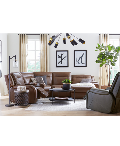 Macy's Closeout! Hansley 39" Zero Gravity Leather Power Recliner, Created For  In Brown