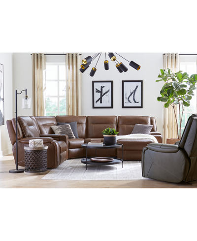 Macy's Closeout! Hansley 39" Zero Gravity Leather Power Recliner, Created For  In Brown