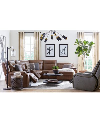 Macy's Closeout! Hansley 39" Zero Gravity Leather Power Recliner, Created For  In Brown