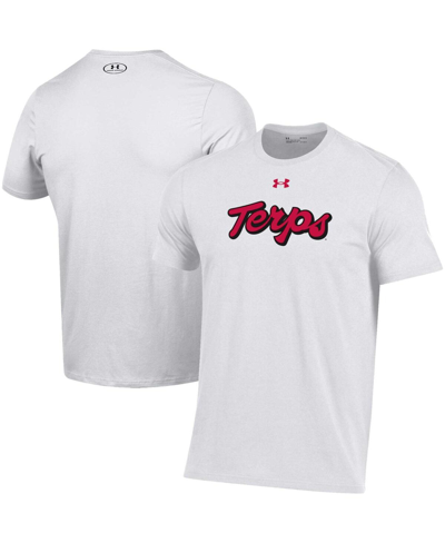 Shop Under Armour Men's  White Maryland Terrapins Script T-shirt