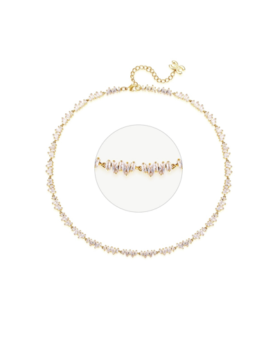 Shop Classicharms T Shape Zirconia Tennis Choker Necklace In Gold