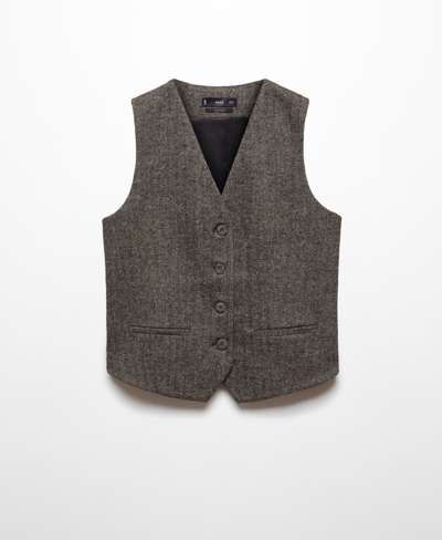 Shop Mango Women's Check Wool-blend Suit Vest In Gray
