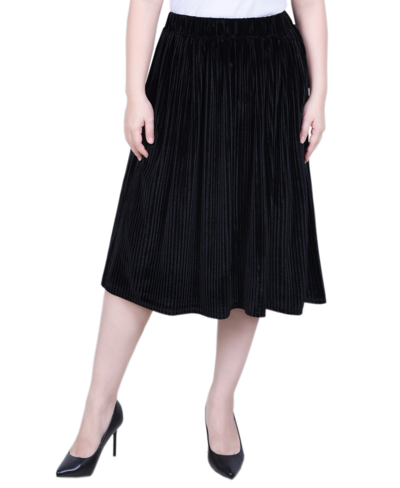 Shop Ny Collection Women's Knee Length Velvet Skirt In Black