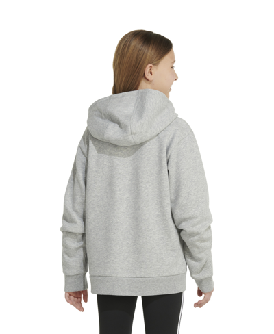 Shop Adidas Originals Big Girls Long Sleeve Essential Sportswear Logo Heather Hoodie In Medium Gray Heather