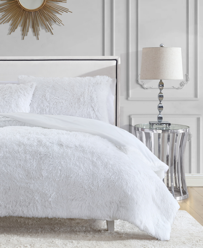 Shop Juicy Couture Shaggy Faux Fur 3-pc. Comforter Set, Full/queen In White